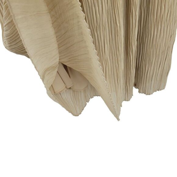 Vintage 80's Liz Sport Maxi Skirt S Beige Tan Crinkle Pleated Full Elastic Waist - Picture 5 of 11